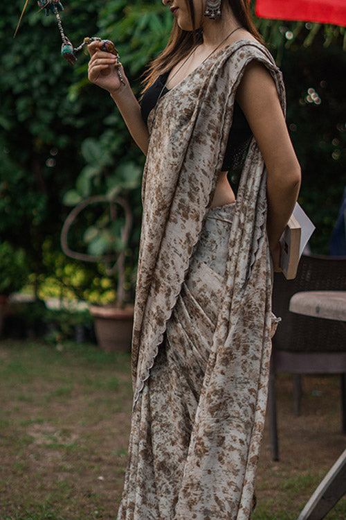 ROSE Eco Printed Habutai Silk Sari