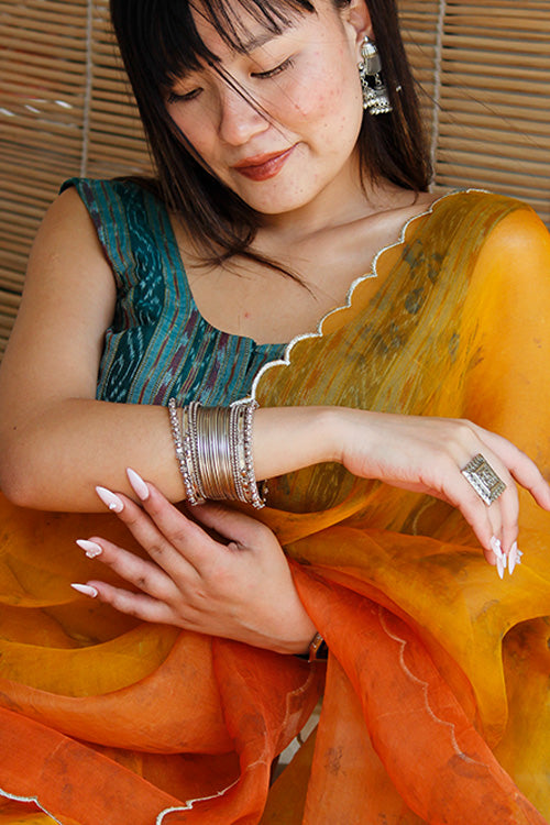 TINA eco printed organza silk sari