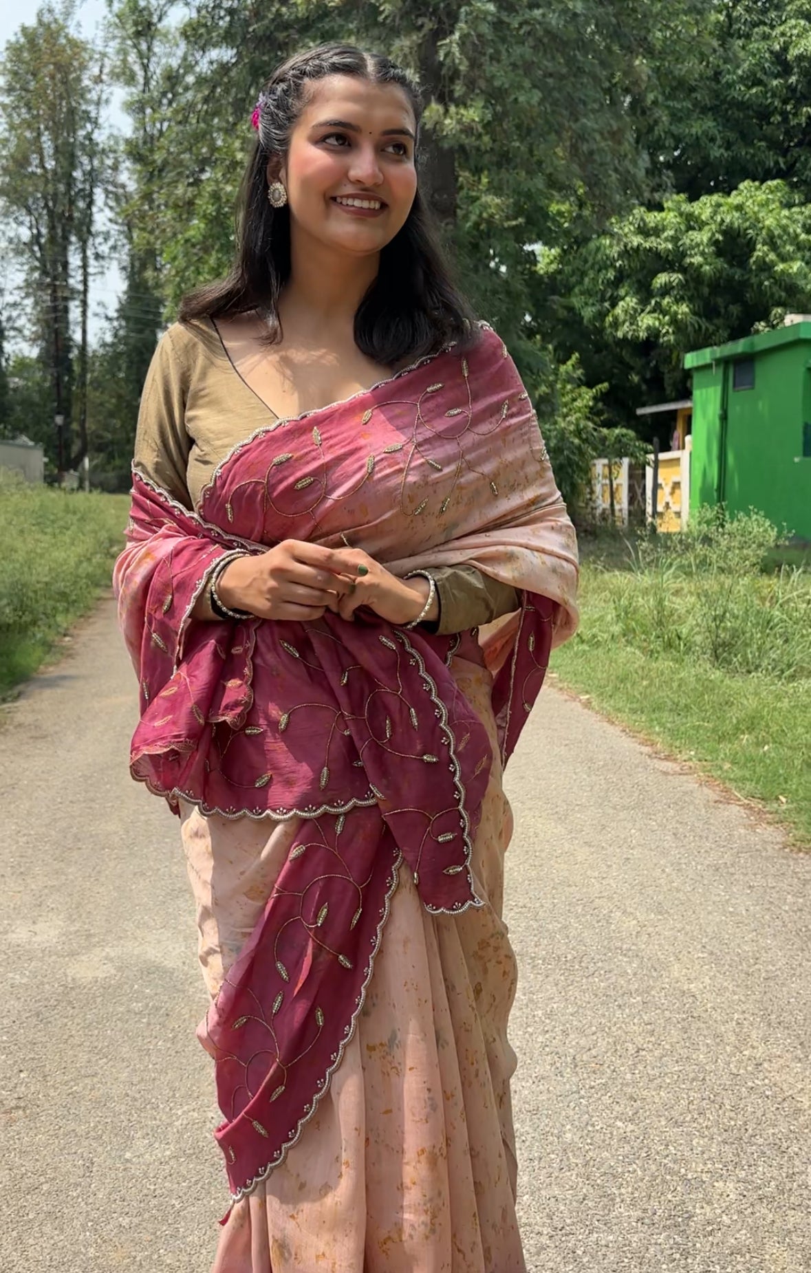 SUVI - hand embroidered chanderi Silk Sari