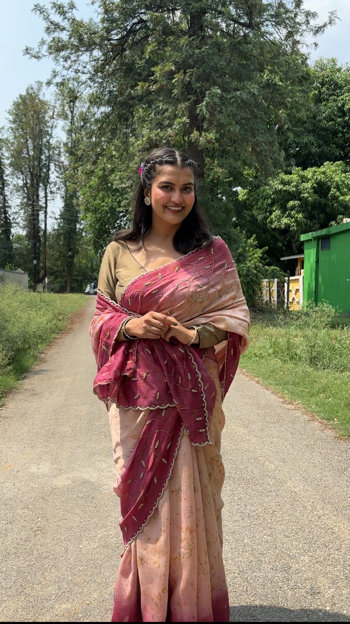 SUVI - hand embroidered chanderi Silk Sari