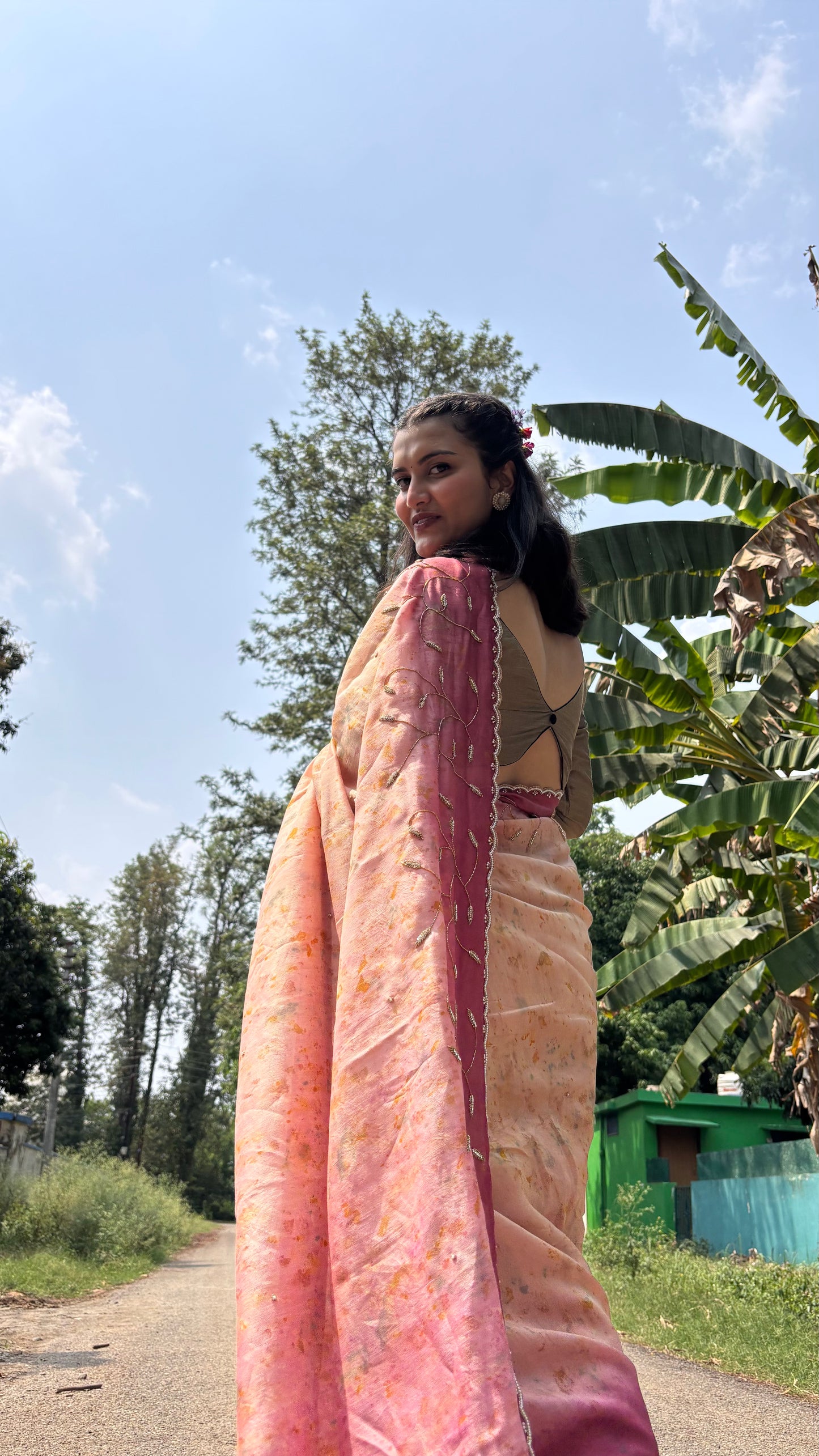 SUVI - hand embroidered chanderi Silk Sari