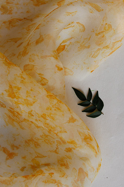 MADHU Eco Printed organza Silk Yardage