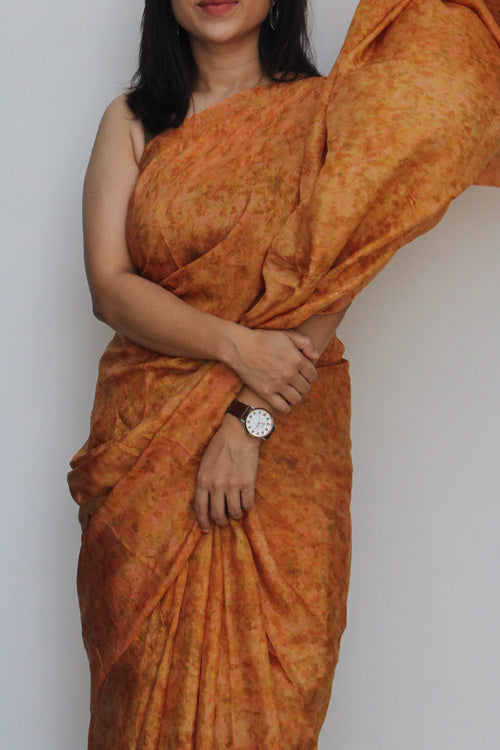 GERU Eco Printed Habutai Silk Sari