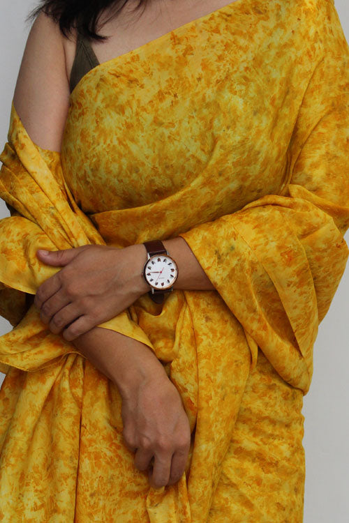 HALDI Eco Printed Habutai Silk Sari