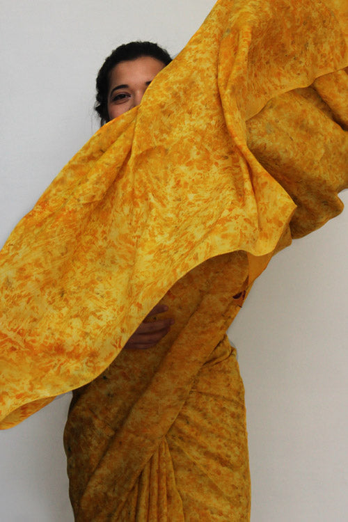 HALDI Eco Printed Habutai Silk Sari