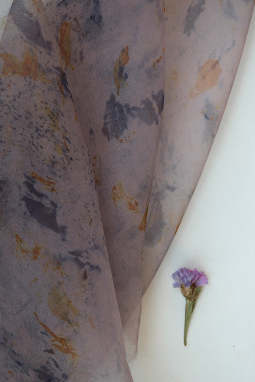 MEENA Eco Printed organza Silk Yardage