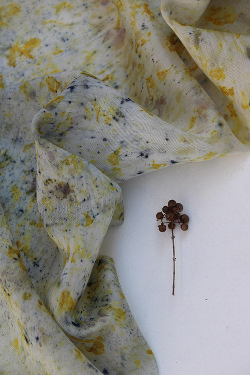 KALE Eco Printed chanderi Silk Yardage