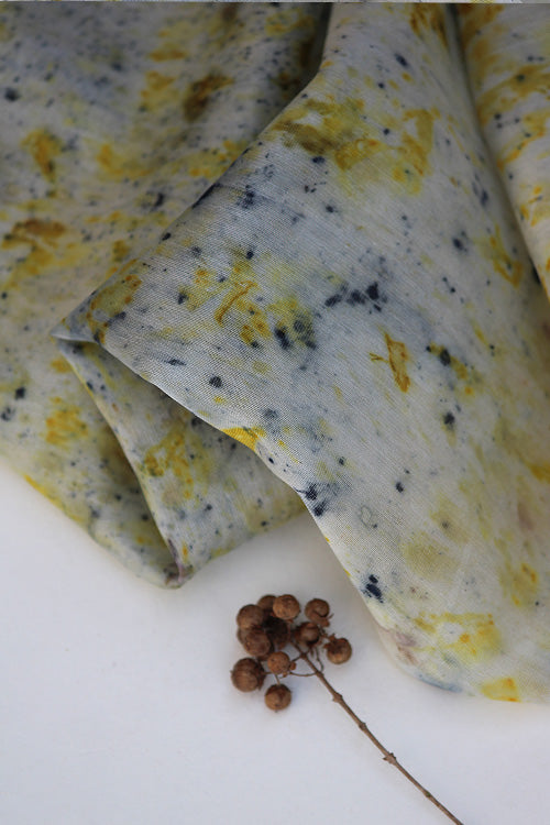 KALE Eco Printed chanderi Silk Yardage
