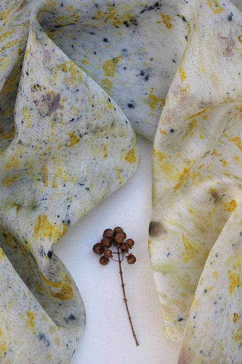 KALE Eco Printed chanderi Silk Yardage