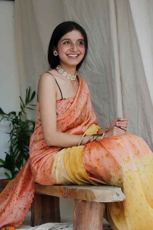 PRIYAM - Eco Printed Chanderi Silk Sari