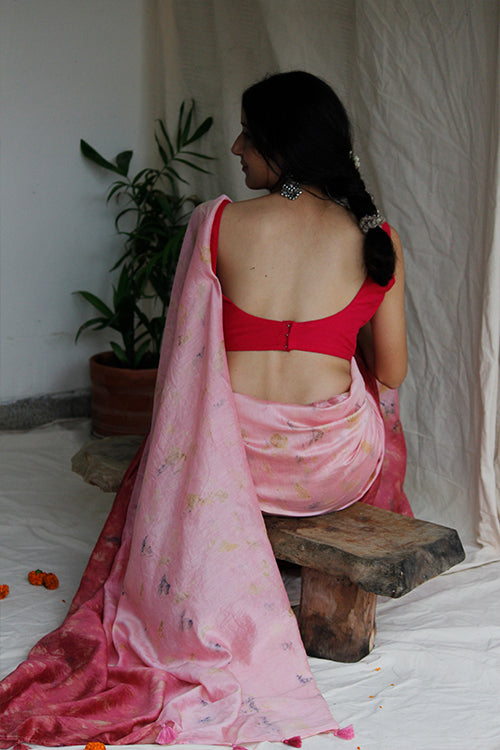 PUSHP - Eco Printed Chanderi Silk Sari