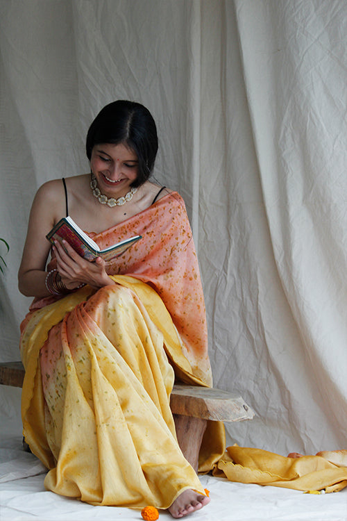 PRIYAM - Eco Printed Chanderi Silk Sari