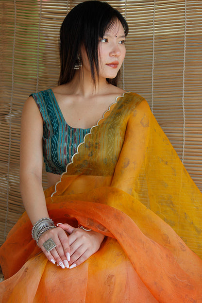 TINA eco printed organza silk sari