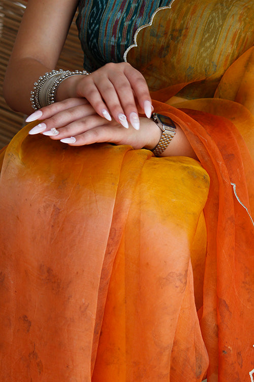 TINA eco printed organza silk sari