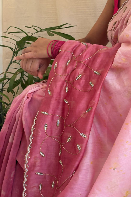 AVAAS  - hand embroidered chanderi sari