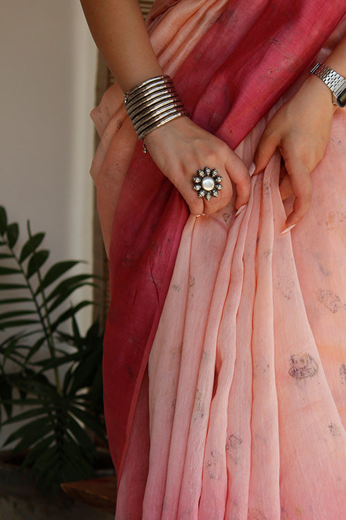 BUNA Eco Printed chanderi Silk Sari