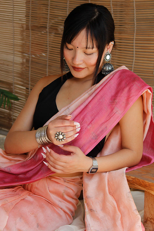 BUNA Eco Printed chanderi Silk Sari