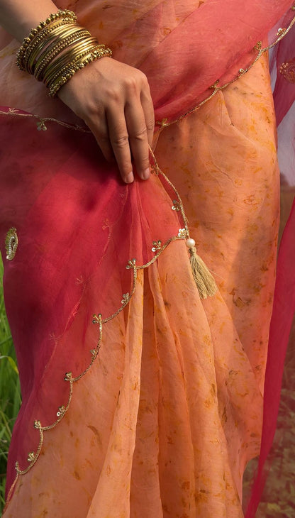 Nidhi - Eco Printed Organza Silk Sari