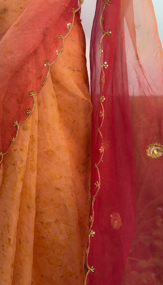 Nidhi - Eco Printed Organza Silk Sari