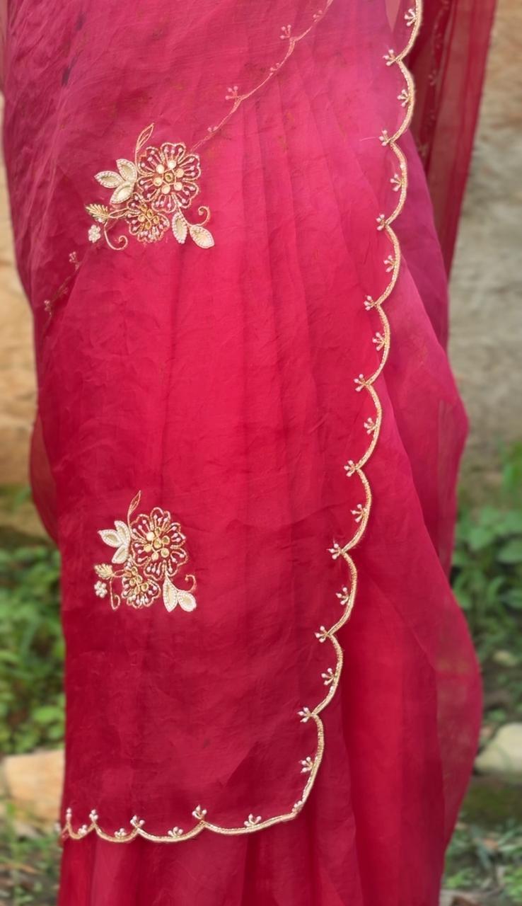 ANISH - Eco Printed Organza Silk Sari