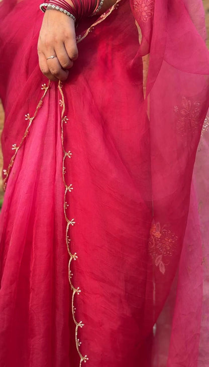 ANISH - Eco Printed Organza Silk Sari