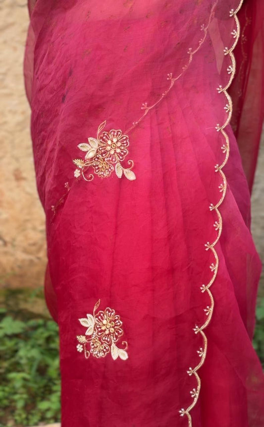 ANISH - Eco Printed Organza Silk Sari