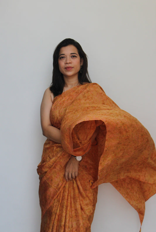 GERU Eco Printed Habutai Silk Sari