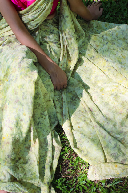 GESHI Eco Printed Habutai Silk Sari