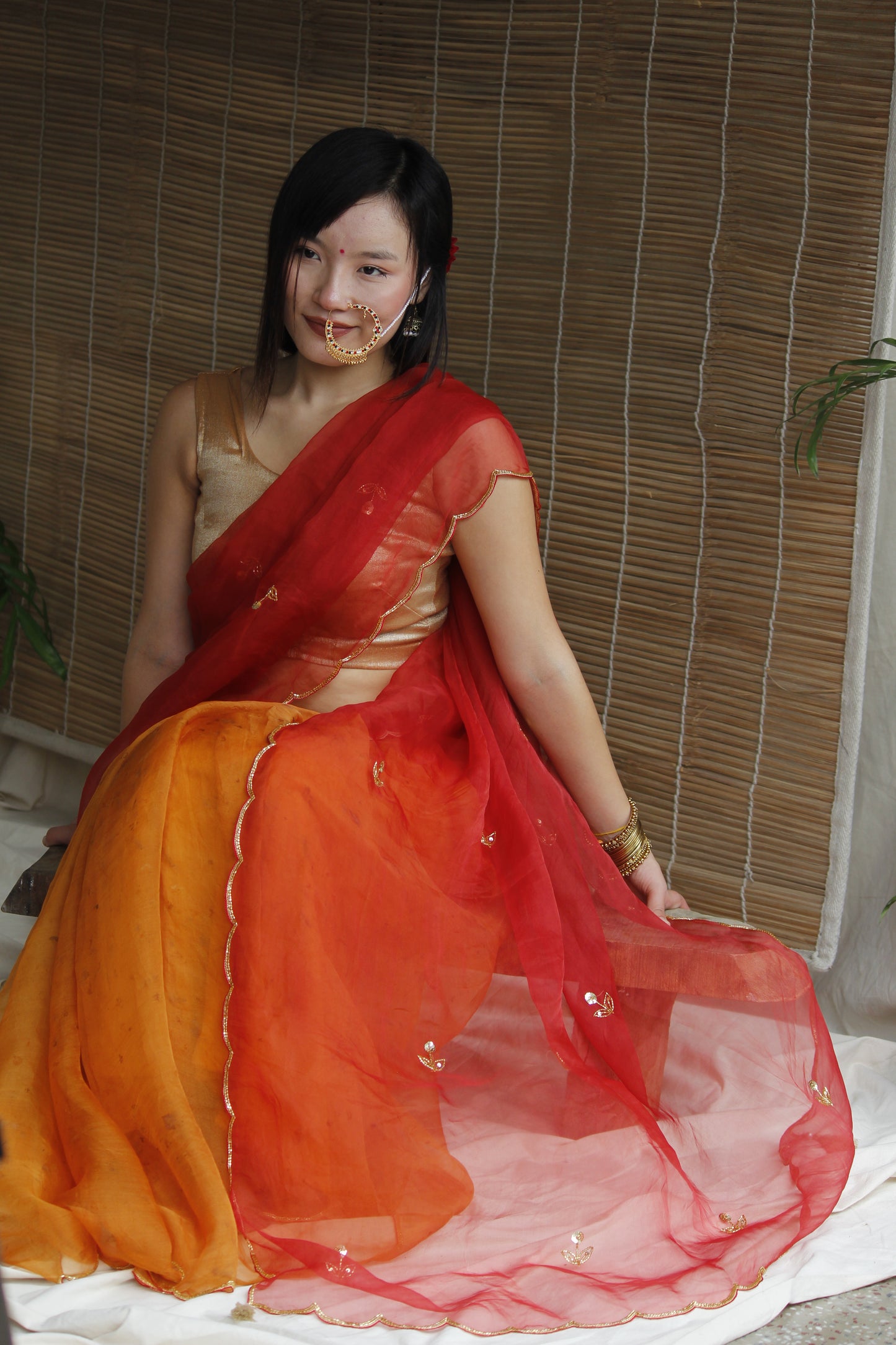 Mity - Eco Printed Organza Silk Sari