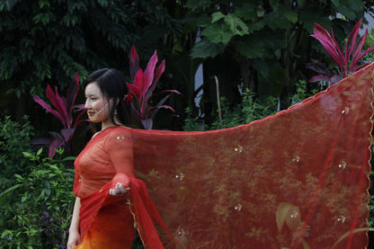 Mity - Eco Printed Organza Silk Sari