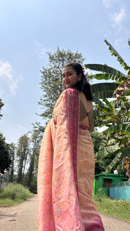 SUVI - hand embroidered chanderi Silk Sari