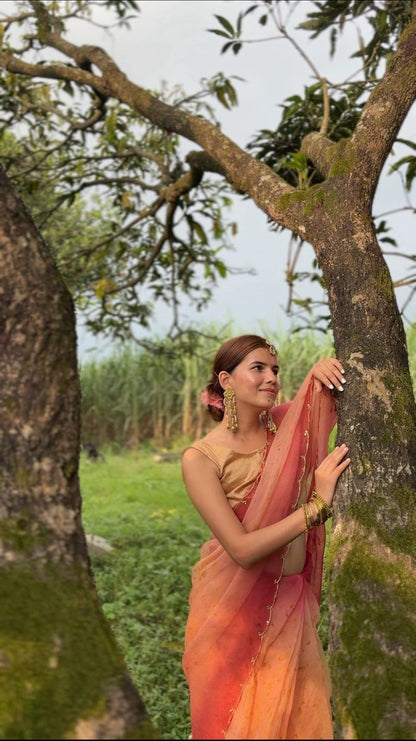 Nidhi - Eco Printed Organza Silk Sari