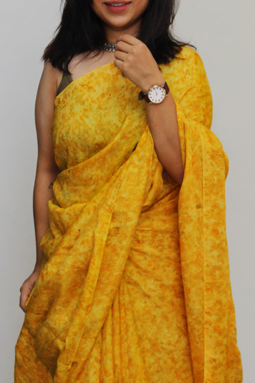 HALDI Eco Printed Habutai Silk Sari