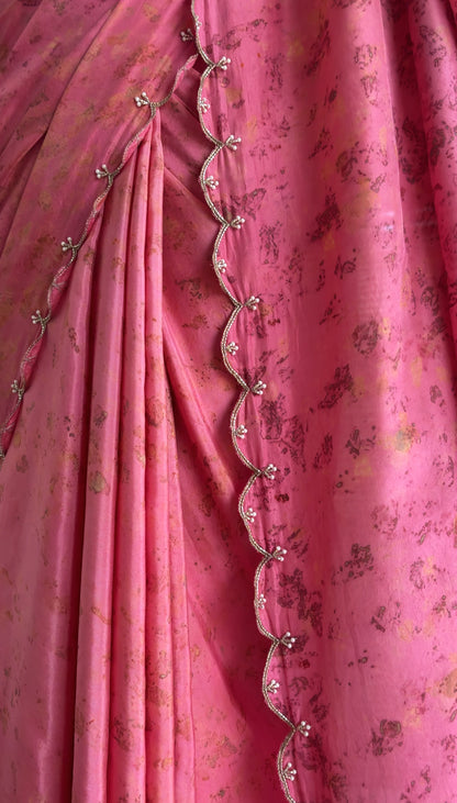 SARULI -  Hand Embroidered Habutai Silk Sari