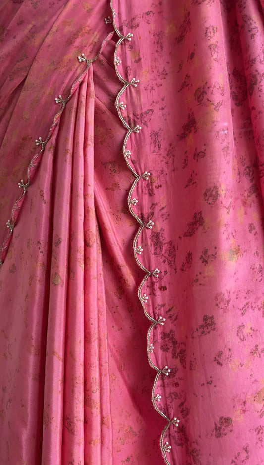 SARULI -  Hand Embroidered Habutai Silk Sari